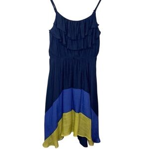 Blue Chartreuse Color Block Strappy Dress Size M 🔥